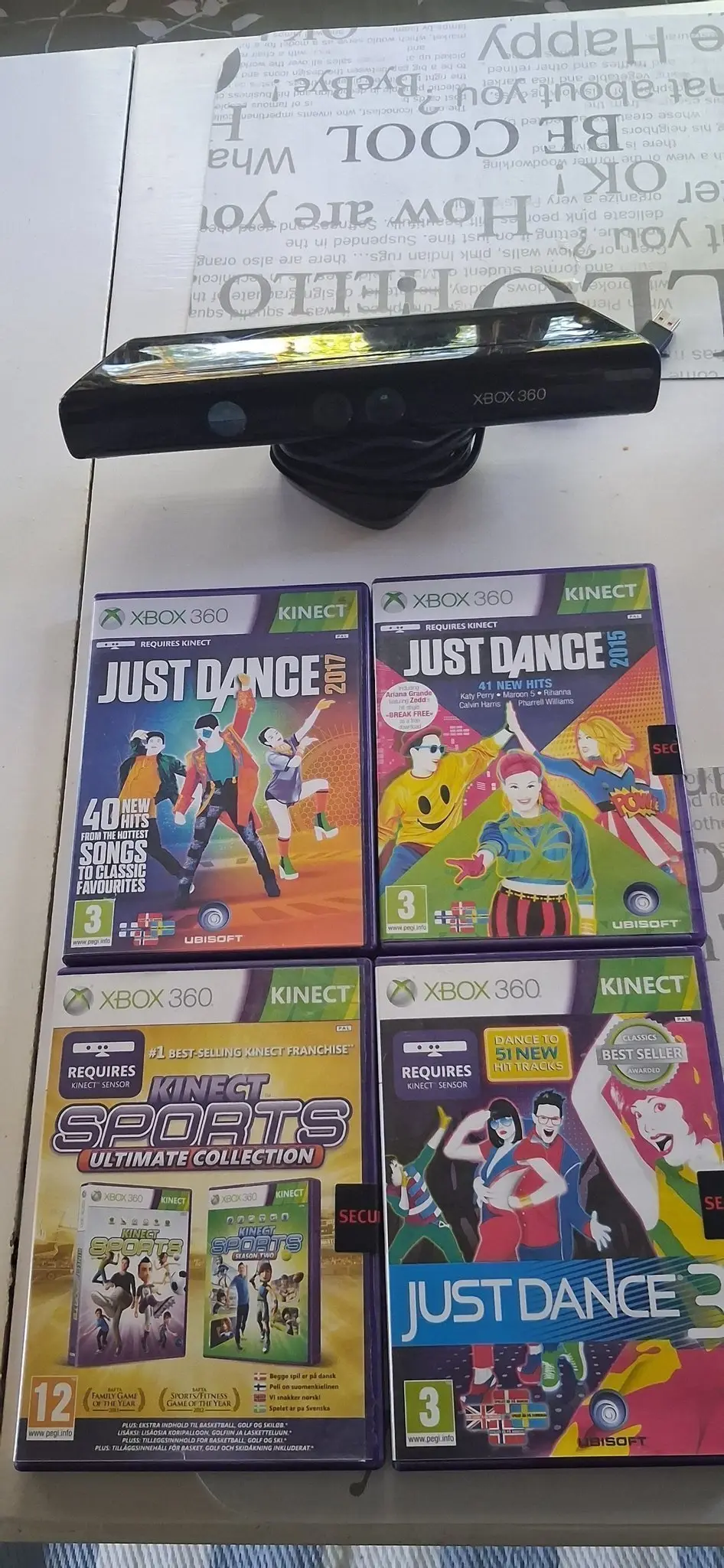 Microsoft Xbox 360 Kinect Sensor med 4 spel