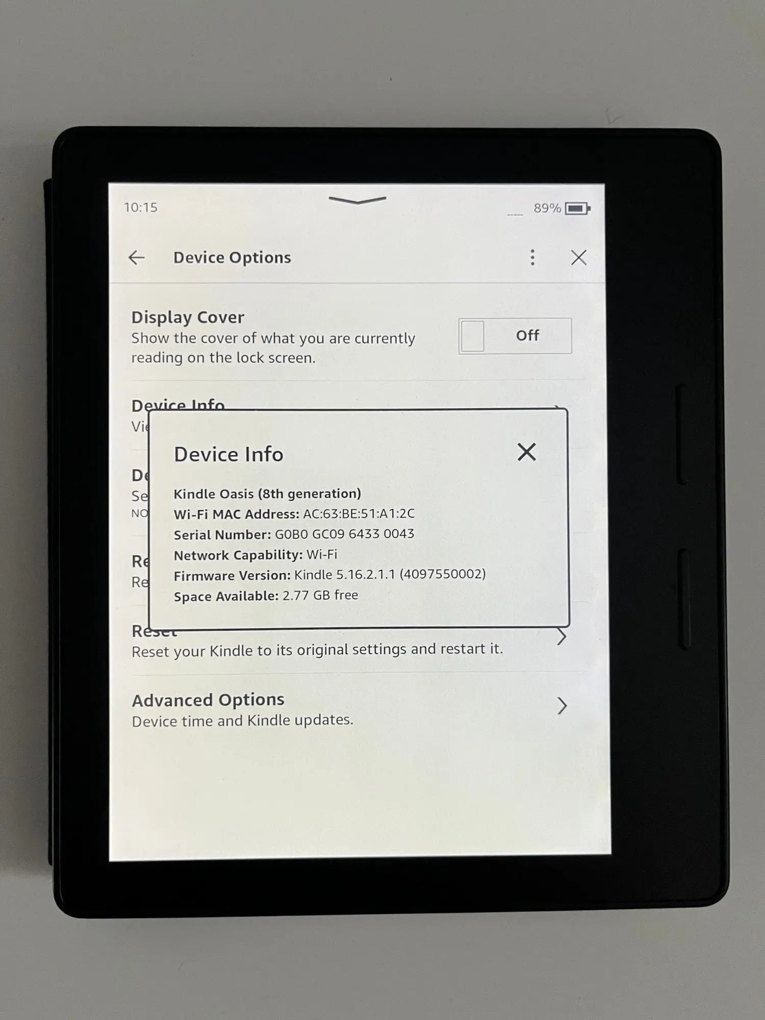 Amazon Kindle Oasis (8th generation) E-läsare